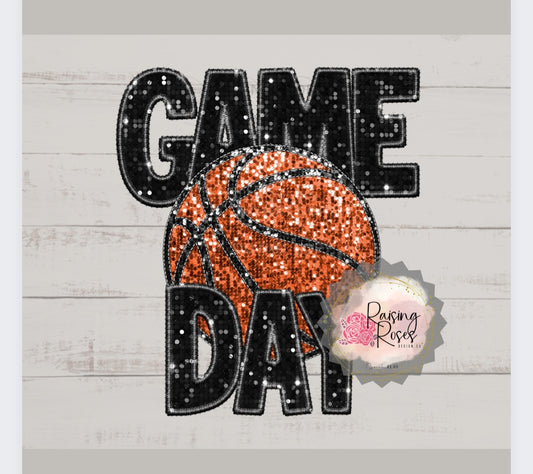 Basketball Game Day Faux Embroidery DESIGN TRANSFER