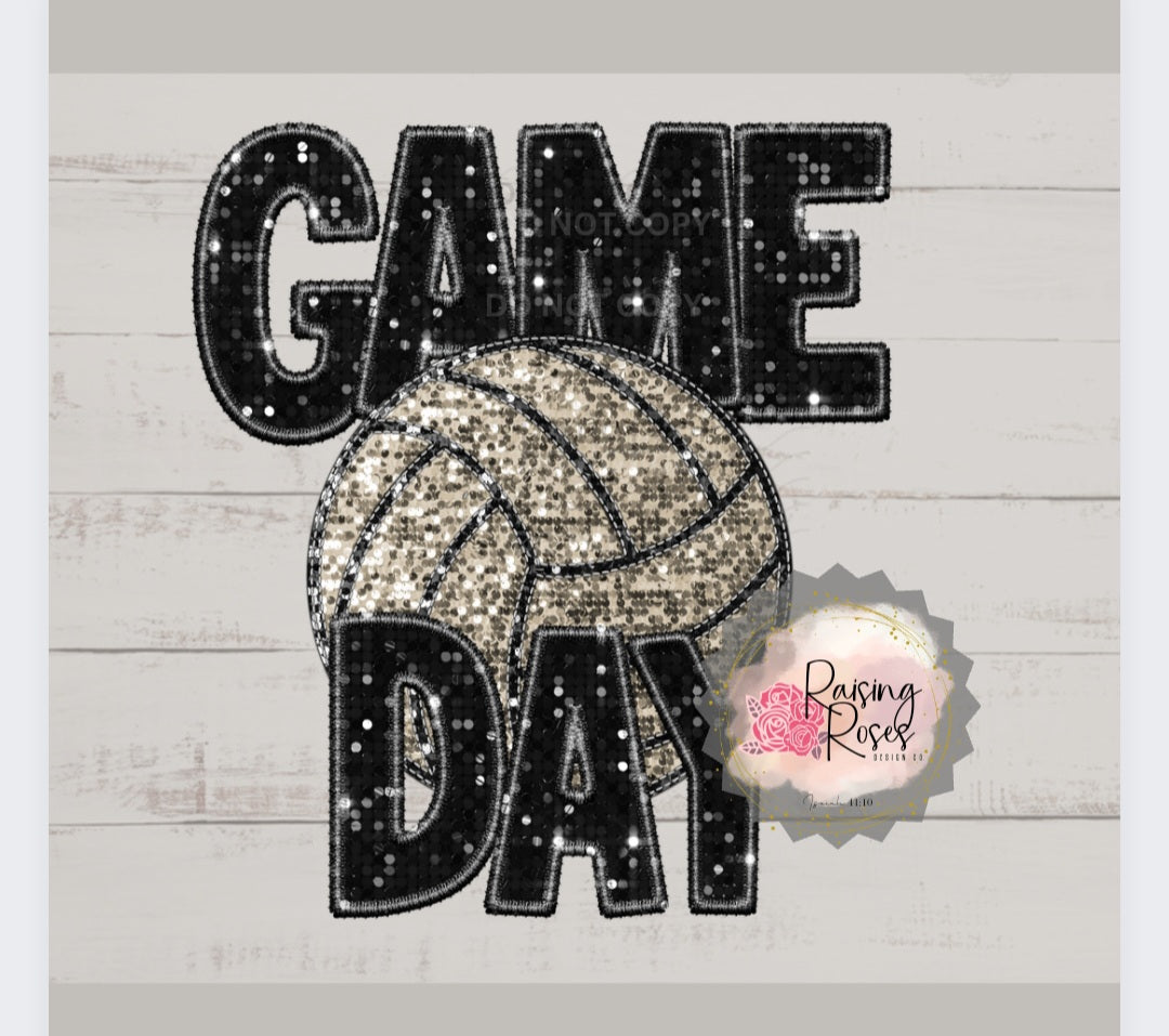 Volleyball Game Day Faux Embroidery DESIGN TRANSFER